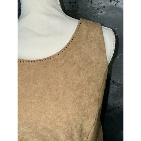 Vintage R&K Originals Tunic Tank Top Size 10 Faux Tan Suede Y2K Bohemian Rustic - Picture 5 of 7